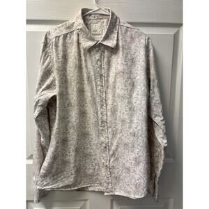 BKE Men’s Button Down 100% Cotton Tan And White Paisley XL